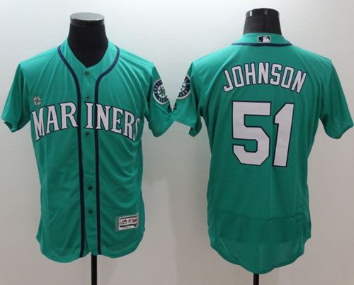 Mariners #51 Randy Johnson Green Flexbase Authentic Collection Stitched MLB Jersey - Click Image to Close